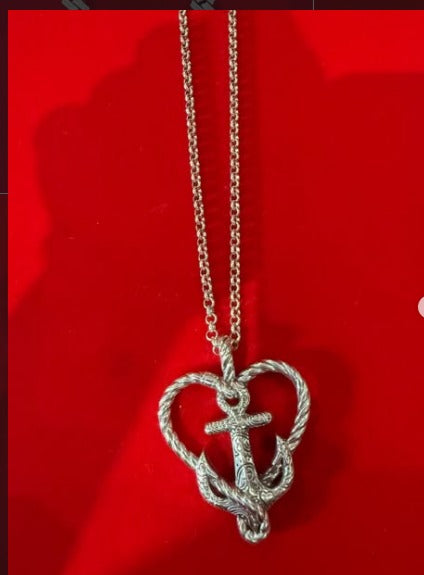 cadena en Plata con medalla estilo náutico vintage