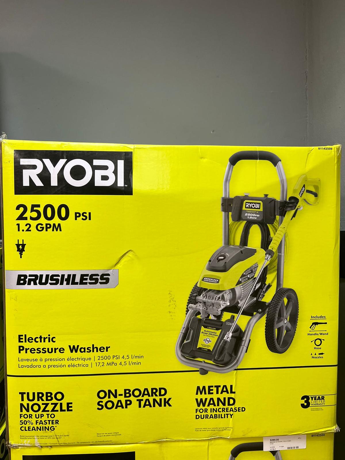 RYOBI Hidrolavadora Eléctrica 2500 PSI