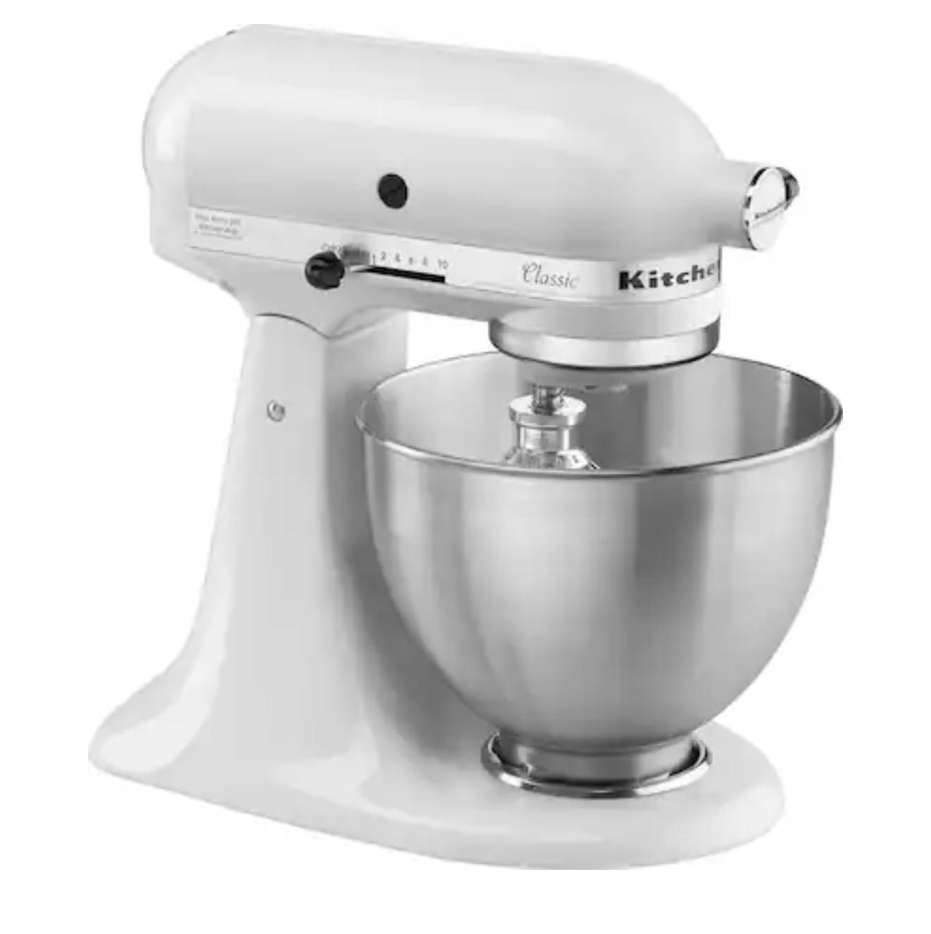 KitchenAid - Classic Series 4.5 Quart Tilt-Head Stand Mixer - K45SSWH - White $179 Reg $400