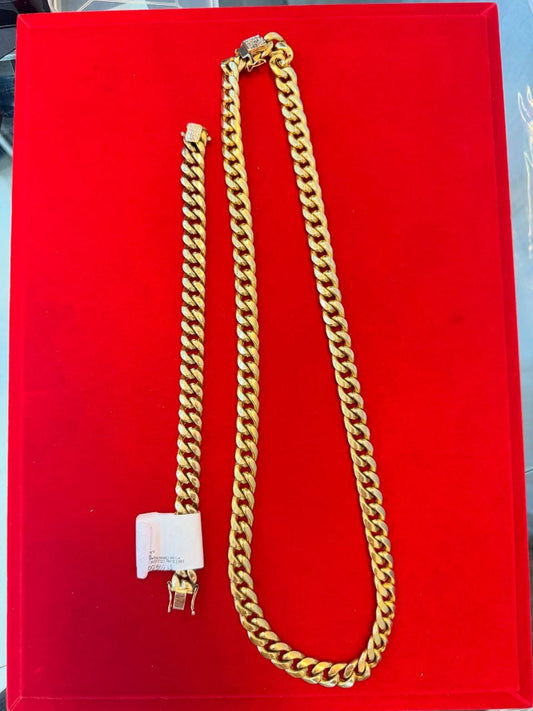 Set Cadena + Pulsera Cubana 10kt&nbsp;