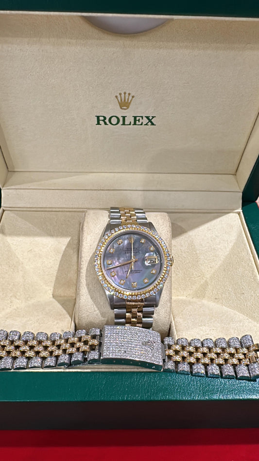 Rolex 36mm Datejust 2 tonos $7,995 Reg $10,995 diamantes xtra strap natural diamonds